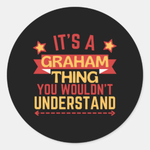 Sticker Rond Cadeau drôle avec le nom Graham pour la performanc