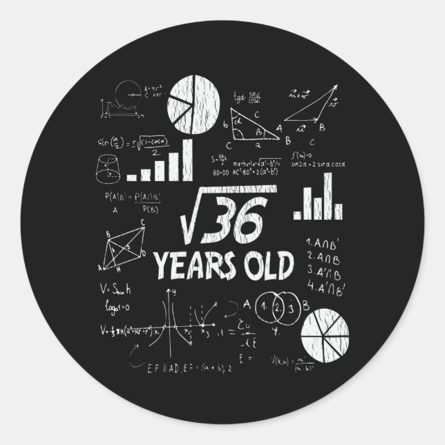 Sticker Rond Cadeau drôle de 6ème anniversaire de maths pour le (Devant)