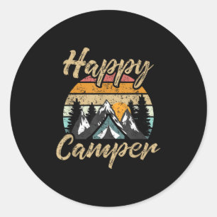 Sticker Rond Cadeau drôle de camping randonnée amateur de campe