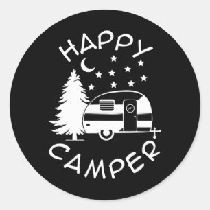 Sticker Rond Cadeau drôle de camping randonnée amateur de campi