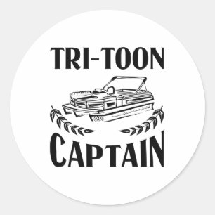 Sticker Rond Cadeau drôle de capitaine de bateau ponton hommes
