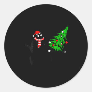 Sticker Rond Cadeau drôle de chat noir pour femmes Poussant l'a