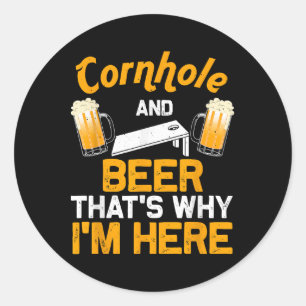 Sticker Rond Cadeau drôle de Cornhole pour hommes Joueur de Cor