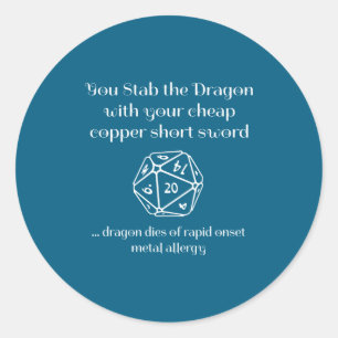 Sticker Rond Cadeau drôle de Dnd pour les jeux de rôle Rpg
