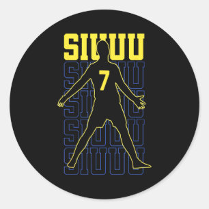 Sticker Rond Cadeau drôle de foot Siuuuu pour les fans de footb