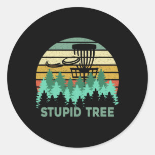 Sticker Rond Cadeau drôle de frisbee d'arbre stupide de golf de