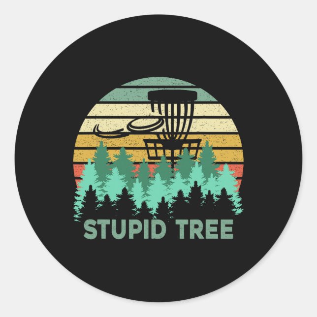 Sticker Rond Cadeau drôle de frisbee d'arbre stupide de golf de (Devant)