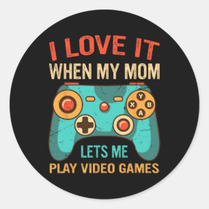 Sticker Rond Cadeau drôle de joueur pour garçons Console de jeu