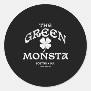 Sticker Rond Cadeau drôle de Monsta vert Boston M New England S