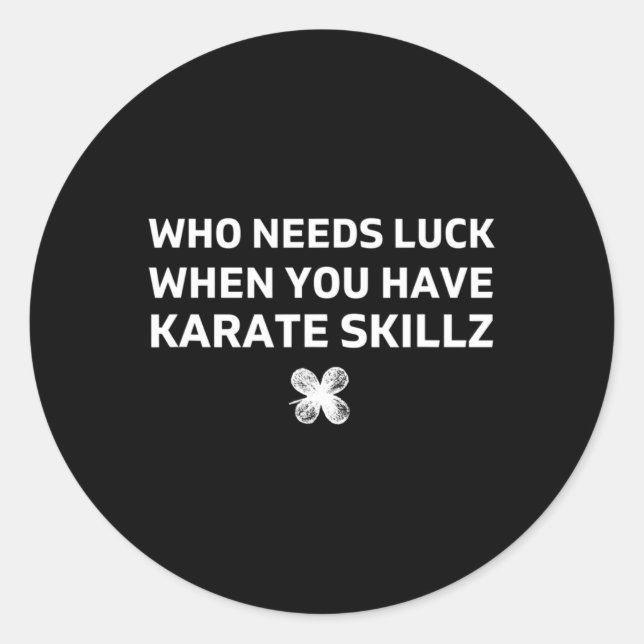 Sticker Rond Cadeau drôle de Saint-Patrick de karaté  (Devant)