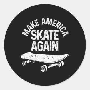 Sticker Rond Cadeau drôle de skateboard hommes femmes skateboar