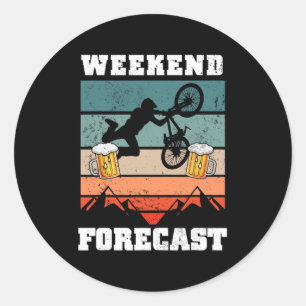 Sticker Rond Cadeau drôle de VTT et de bière pour le VTT 