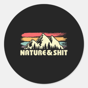 Sticker Rond Cadeau drôle et nature pour randonneur