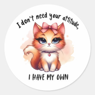 Sticker Rond Cadeau drôle pour amateur de chats Je n'ai pas bes