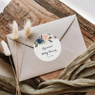 Sticker Rond Cadeau élégant de Baby Shower Floral d'hiver