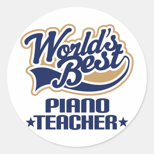 Sticker Rond Cadeau enseignant de piano (Devant)