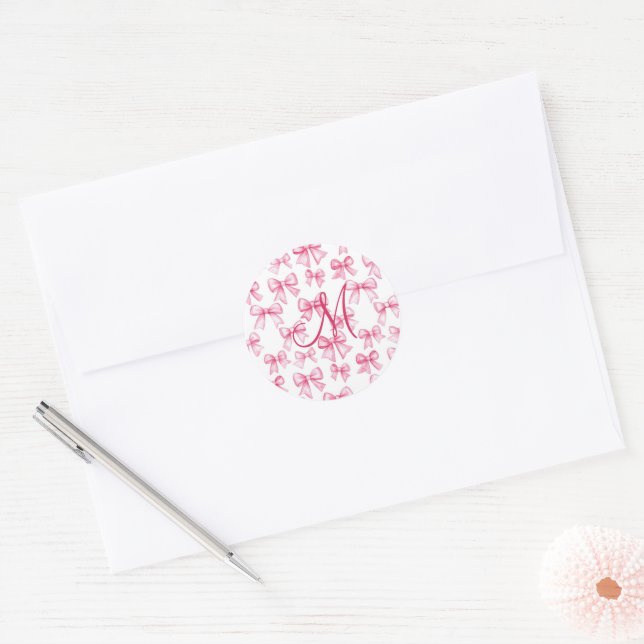 Sticker Rond Cadeau esthétique Coquette avec monogramme initial (Enveloppe)