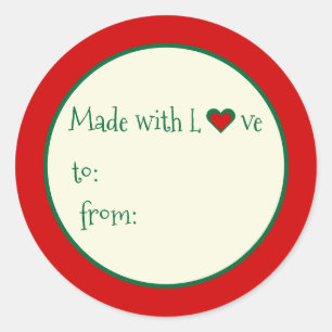 Sticker Rond Cadeau Festif Fantaisiste Fait avec Amour pour Écr