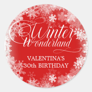 Sticker Rond Cadeau flocon de neige pour un anniversaire de 30