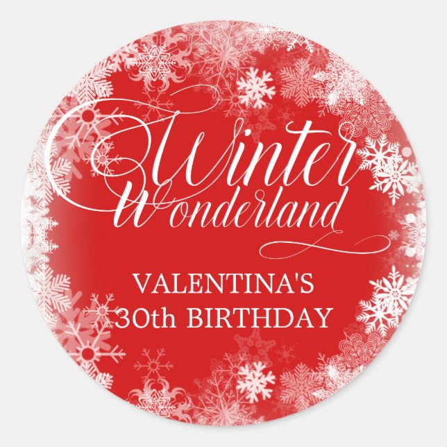 Sticker Rond Cadeau flocon de neige pour un anniversaire de 30  (Devant)