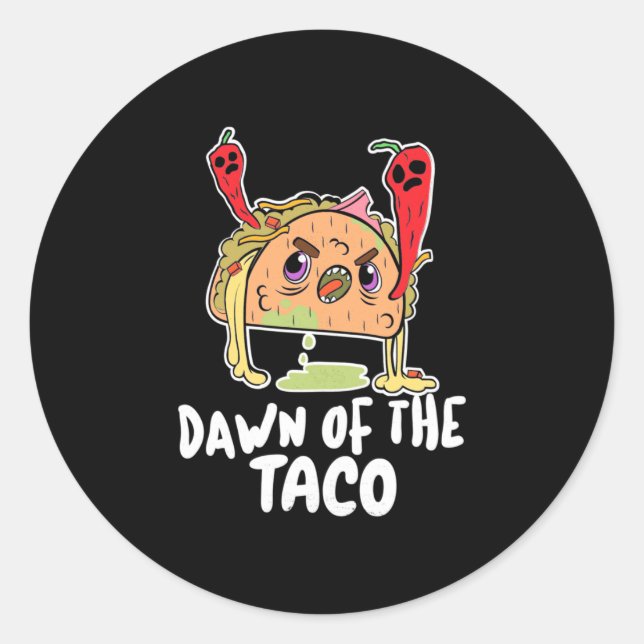 Sticker Rond Cadeau Halloween | L'Aube De L'Halloween Taco (Devant)
