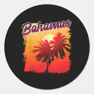 Sticker Rond Cadeau Hamas Coucher de soleil Palmiers Été Tropic