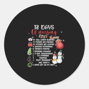 Sticker Rond Cadeau Infirmière 12 Jours D'Infirmière