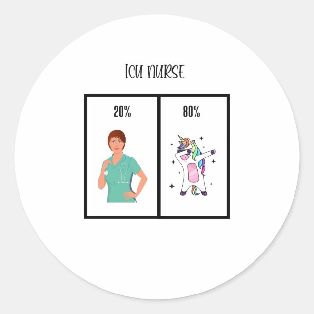 Sticker Rond Cadeau Infirmière de l'ICU pour les infirmières de (Devant)