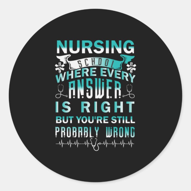 Sticker Rond Cadeau infirmière | École de soins infirmiers où c (Devant)