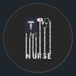 Sticker Rond Cadeau infirmière | Infirmière américaine Drapeau<br><div class="desc">Cadeau infirmière | Infirmière américaine Drapeau Infirmière Lover</div>
