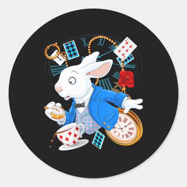Sticker Rond Cadeau lapin | Alice Au Pays Des Merveilles - Lapi (Devant)