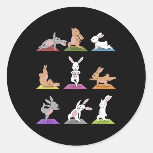 Sticker Rond Cadeau lapin   Yoga lapin en yoga Poses Sports