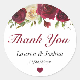 Sticker Rond Cadeau Mariage Remerciement Automne Bourgogne Mars