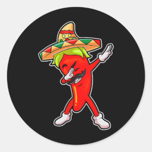 Sticker Rond Cadeau mignon chili poivre mexicain Hot jalapen