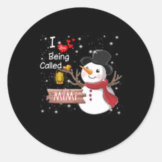 Sticker Rond Cadeau Mimi | J'Aime Être Appelé Mimi Snowman