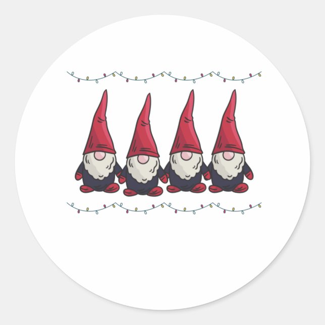 Sticker Rond Cadeau Noël Gnome Xmas (Devant)
