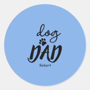 Sticker Rond Cadeau personnalisé avec le nom de Papa Chien