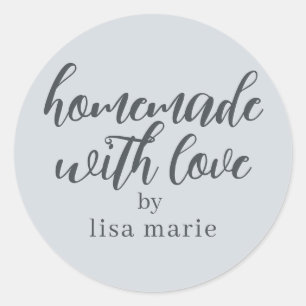 Sticker Rond Cadeau personnalisé bleu pastel fait maison avec a