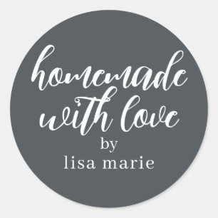 Sticker Rond Cadeau personnalisé fait avec amour de couleur noi