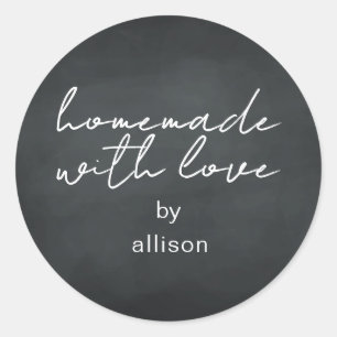 Sticker Rond Cadeau personnalisé fait avec amour sur tableau no
