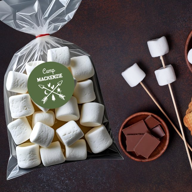 Sticker Rond Cadeau personnalisé pour enterrement de vie de jeu (Decorate favors, treat bags, envelopes with these personalized Camp Bach stickers)