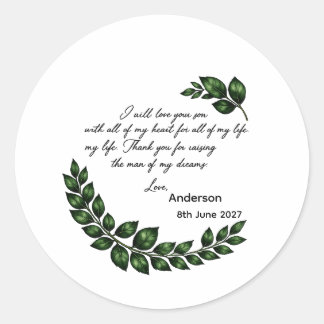 Sticker Rond Cadeau personnalisé pour la mère du marié ou de la