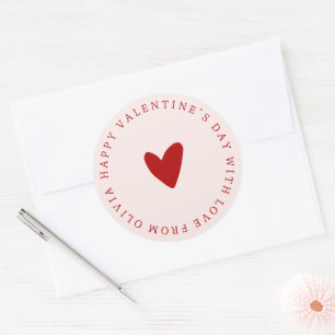 Sticker Rond Cadeau personnalisé rose rose simple VALENTINE’S D