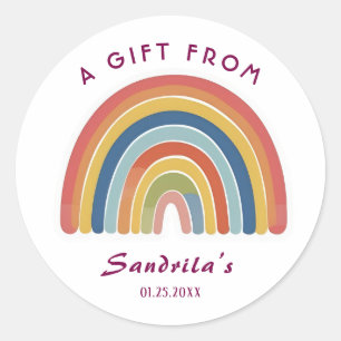 Sticker Rond Cadeau personnalisé simple et mignon rétro arc-en-
