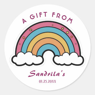 Sticker Rond Cadeau personnalisé simple et mignon rétro arc-en-