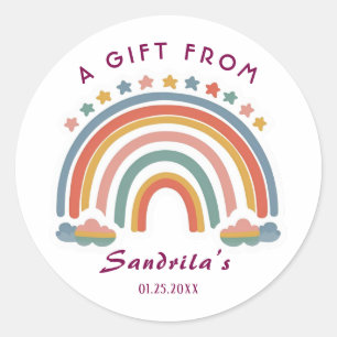 Sticker Rond Cadeau personnalisé simple et mignon rétro arc-en-