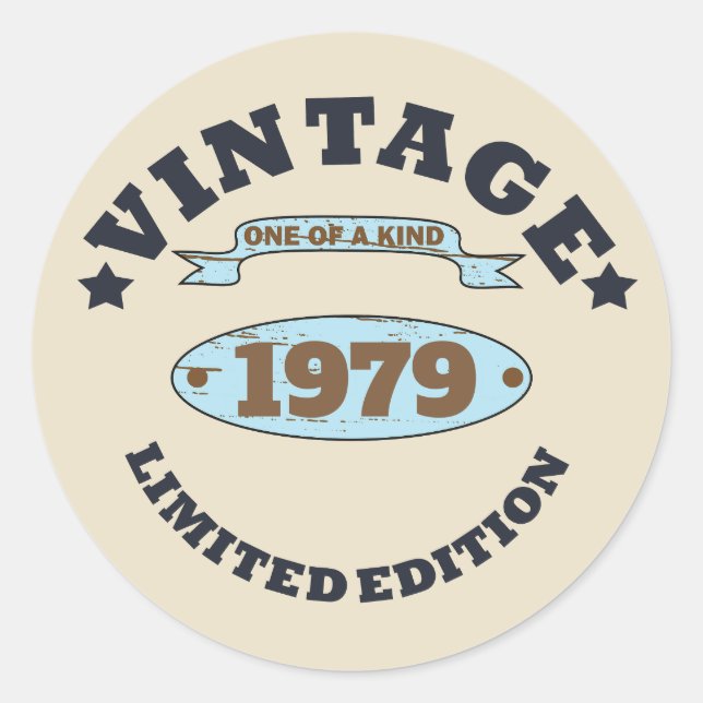 Sticker Rond Cadeau personnalisé vintage 45e anniversaire (Devant)