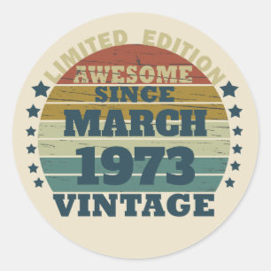 Sticker Rond Cadeau personnalisé vintage 50e anniversaire