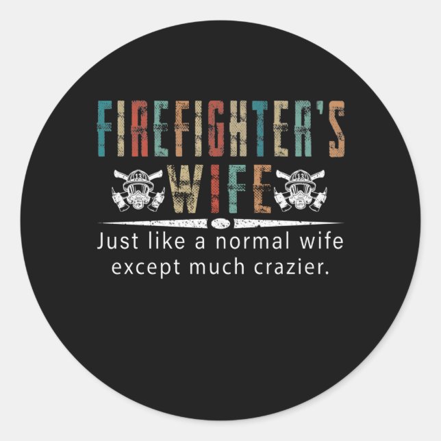 Sticker Rond Cadeau pompier | Amoureux des femmes pompiers (Devant)