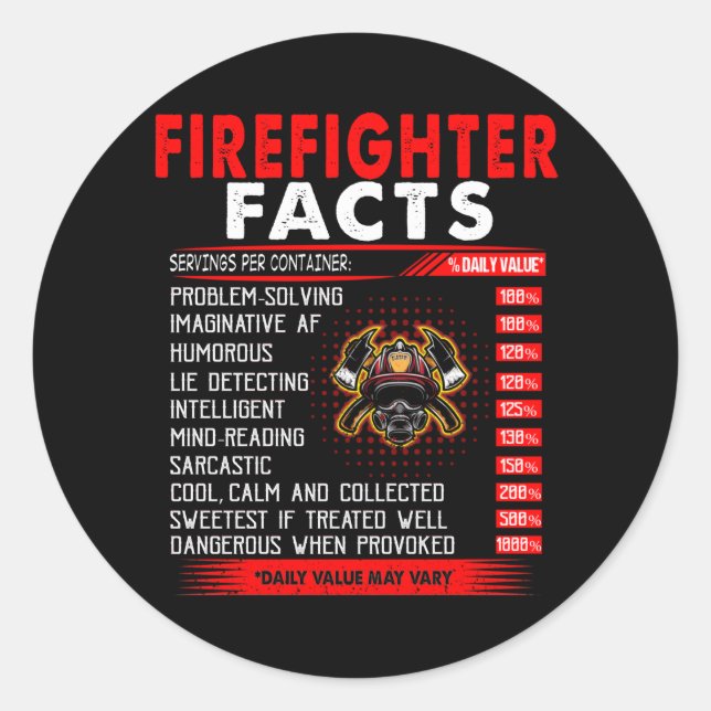 Sticker Rond Cadeau pompier | Infos sur les pompiers Cadeaux (Devant)